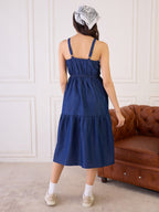 Denim Strappy Tiered Dress