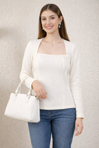 White Peplum Top