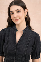 Denim Blouson Top