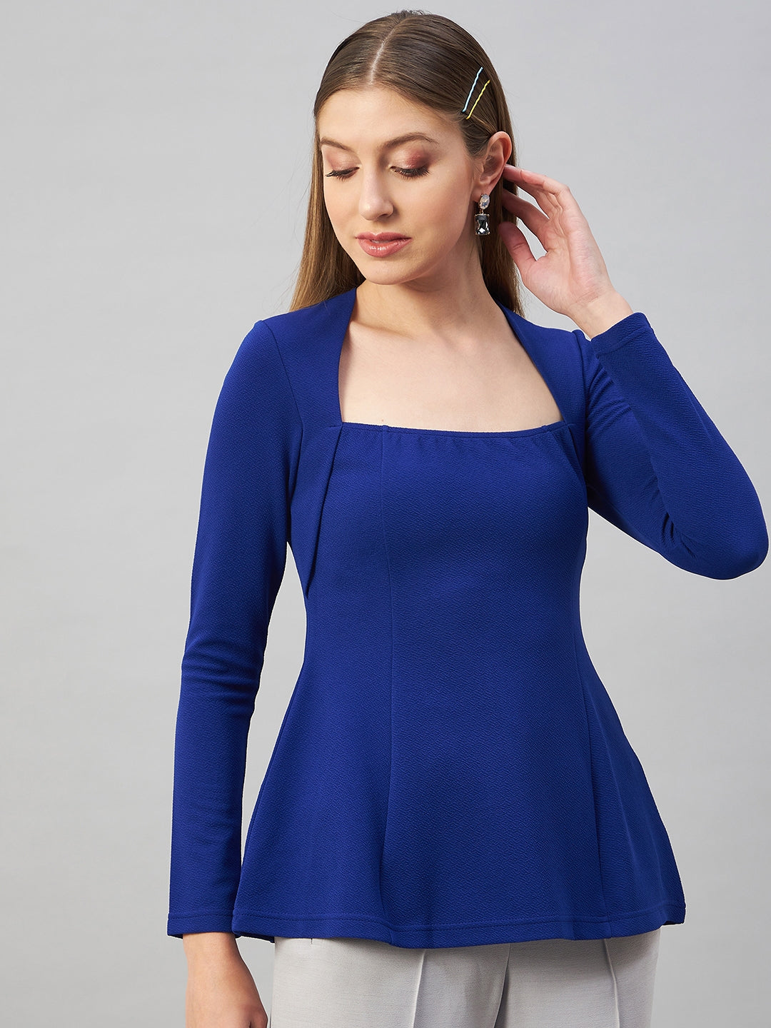 Royal Blue Peplum Top