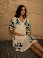 Multi Emb Pure Cotton Fit & Flare Dress