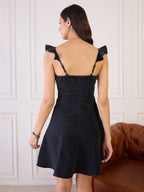 Denim Frill Detail Fit and Flare Dress