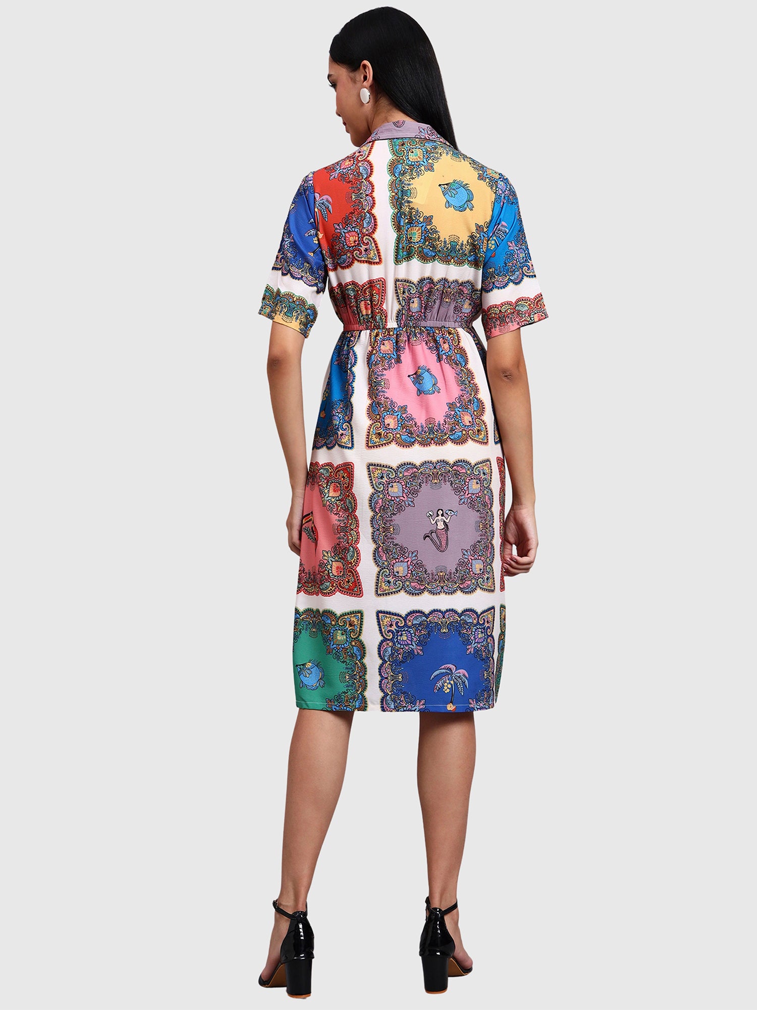 Mutli Colur Box Print Dress
