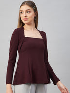 Wine Peplum Top