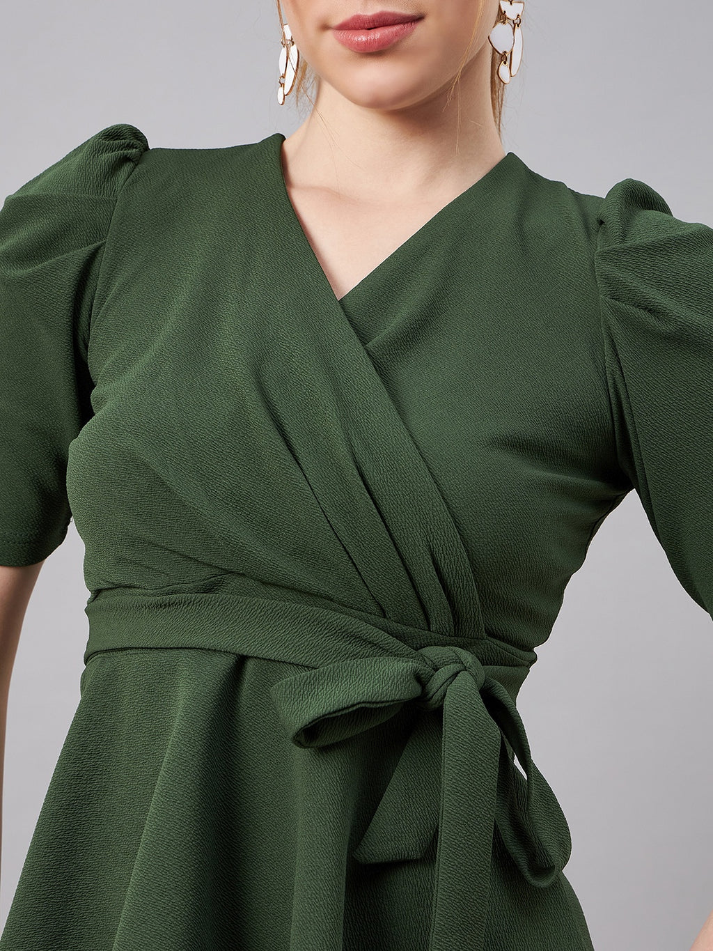 Green Wrap Peplum Top