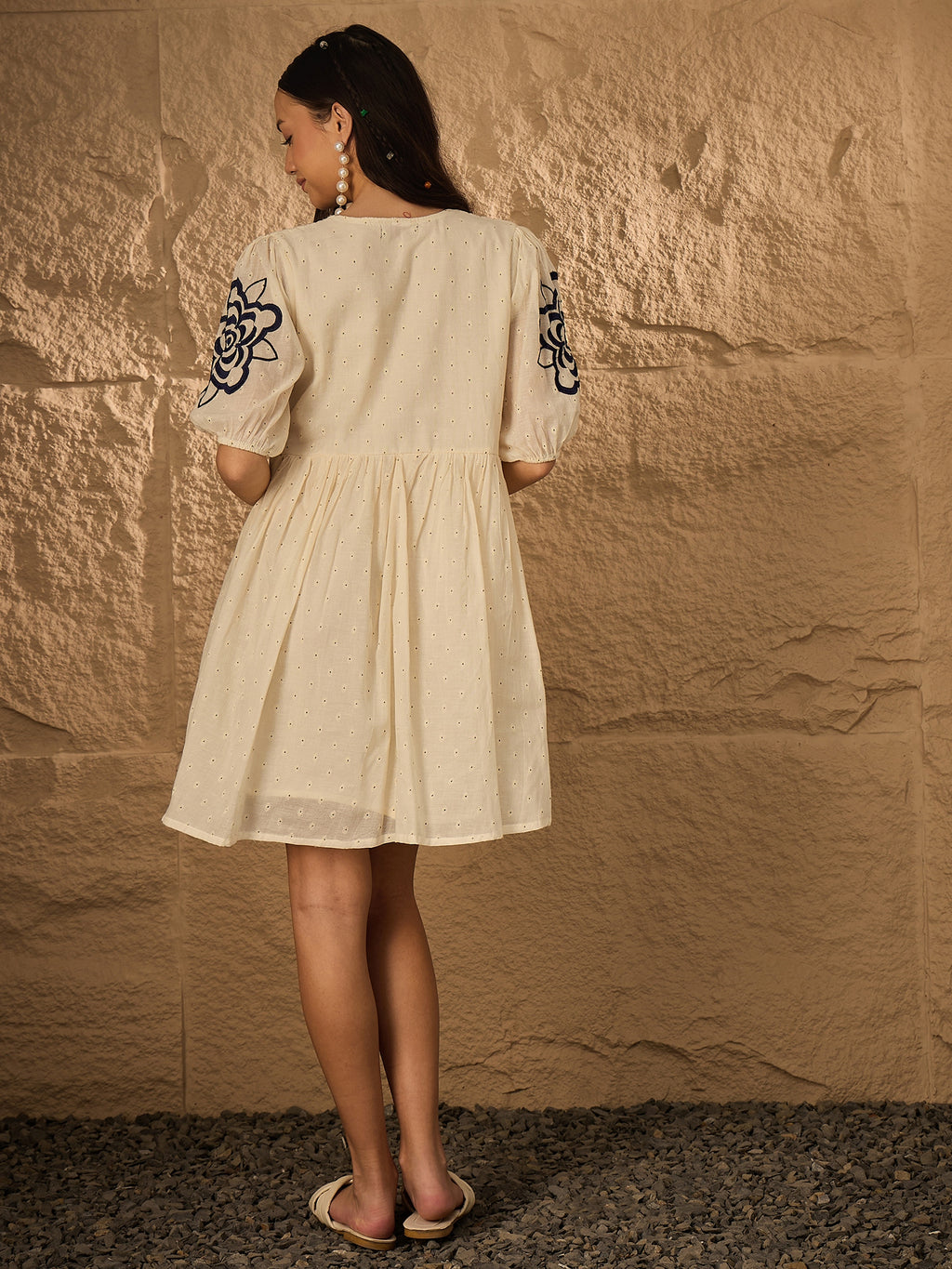 ALL OVER EMB PURE COTTON DRESS