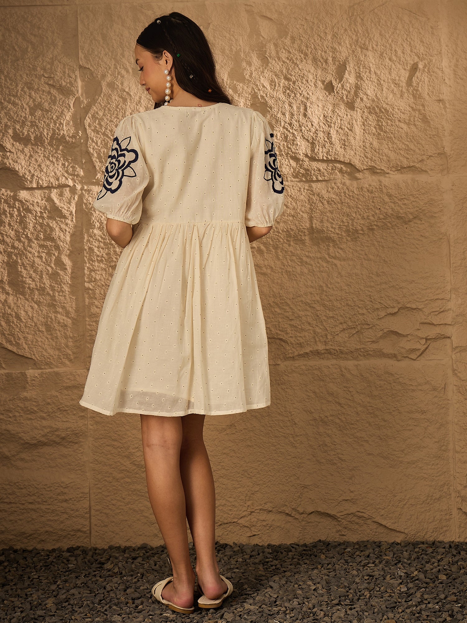 ALL OVER EMB PURE COTTON DRESS