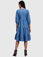 Light Blue Denim Embroidered Dress