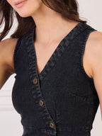 Denim Sleevless Wrap Dress