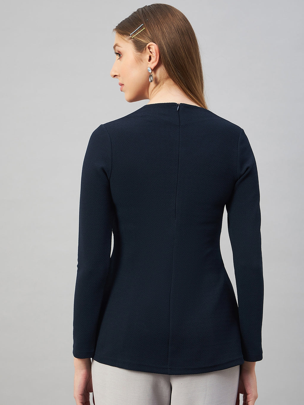 Navy Blau Peplum Top
