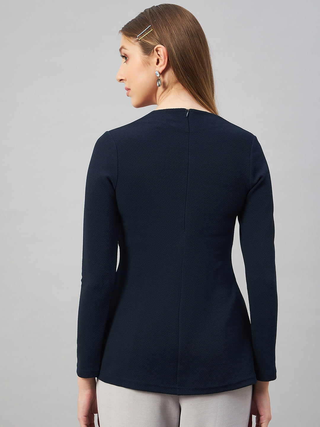 Navy Blau Peplum Top