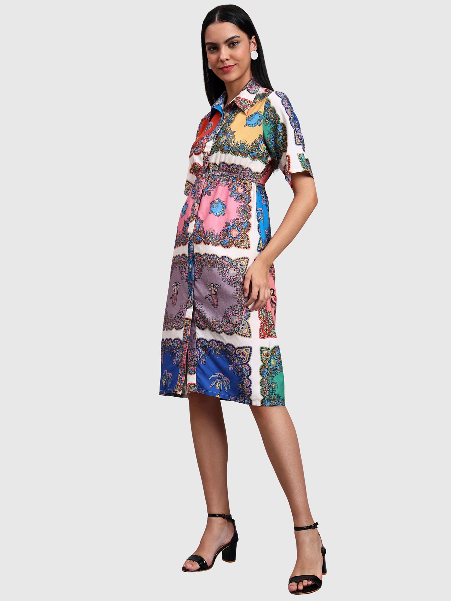 Mutli Colur Box Print Dress