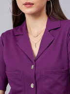 Purple Crop Blazer With Tapered Pants