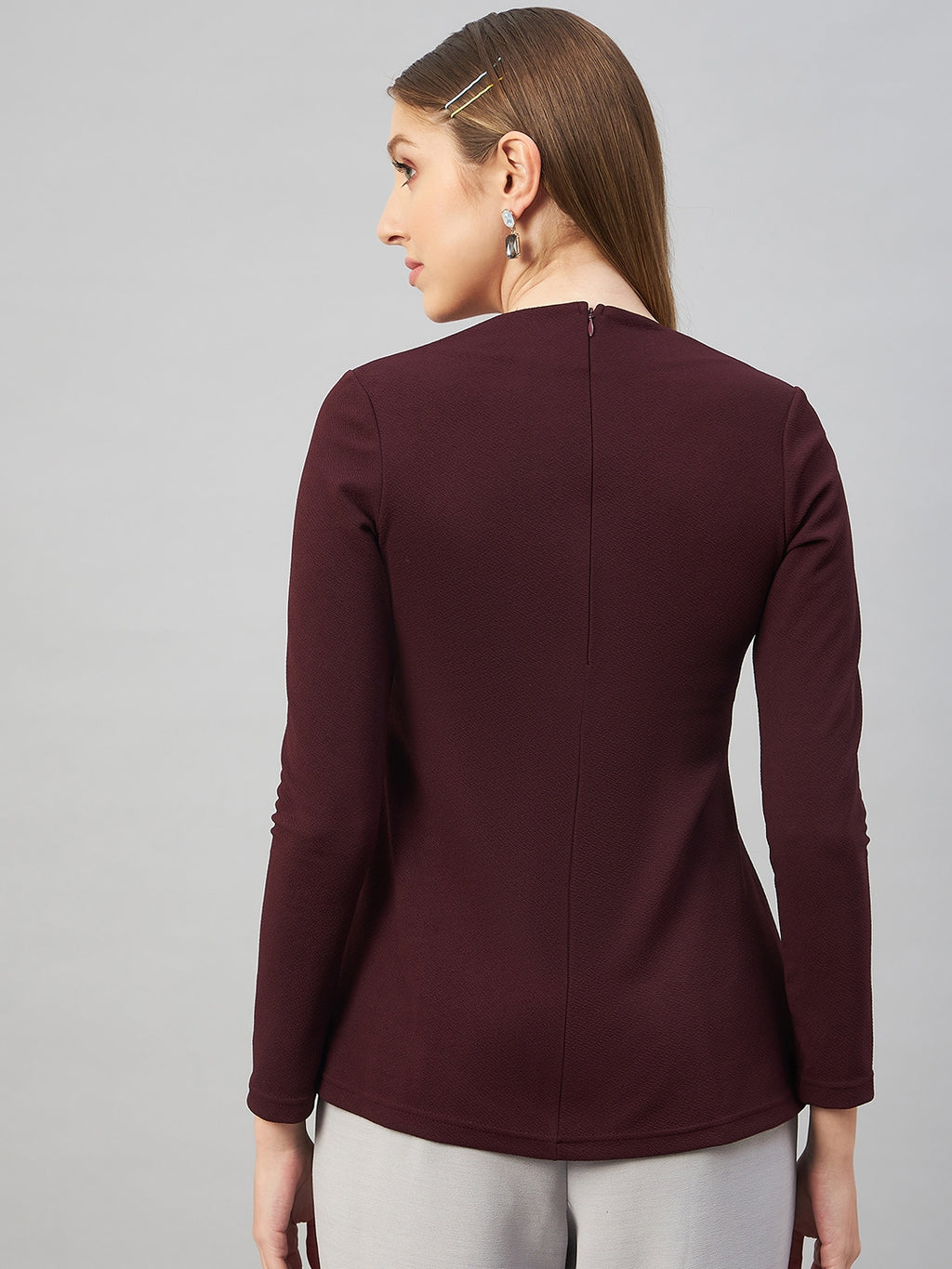 Wine Peplum Top