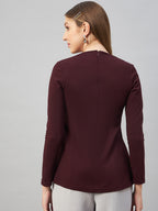 Wine Peplum Top