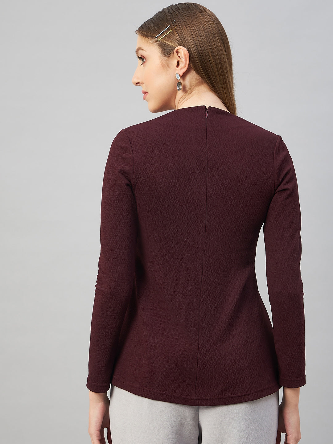 Wine Peplum Top
