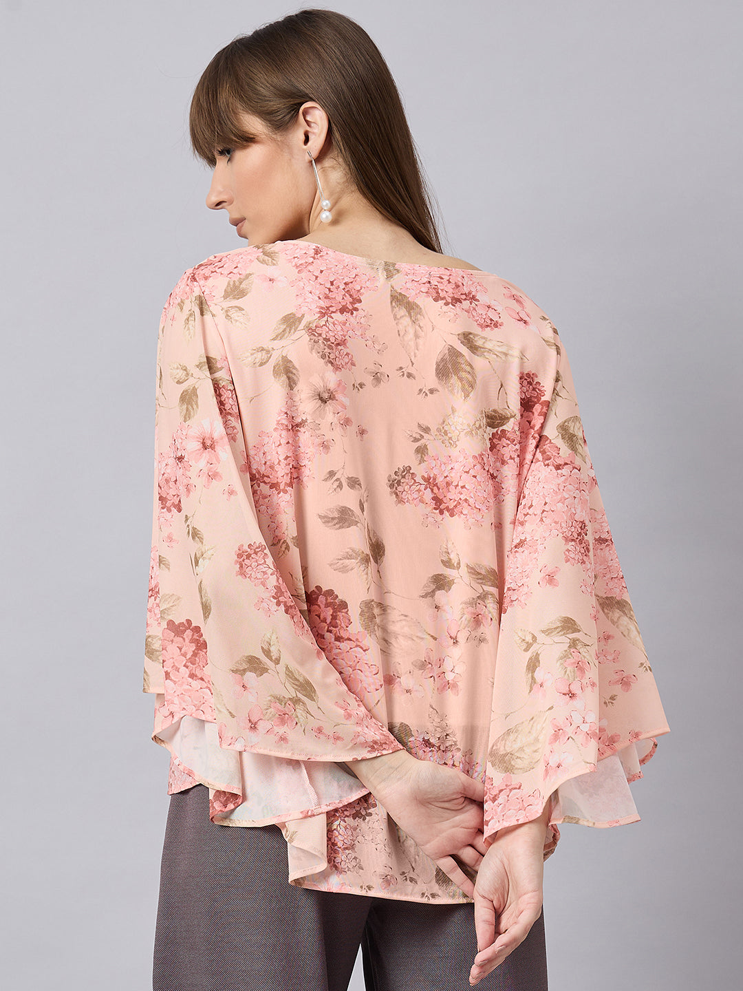 Peach Mesh Floral Top