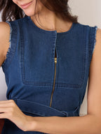 Denim Front Zipper Dress