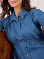 BLUE COLLAR NECK TIERED DRESS