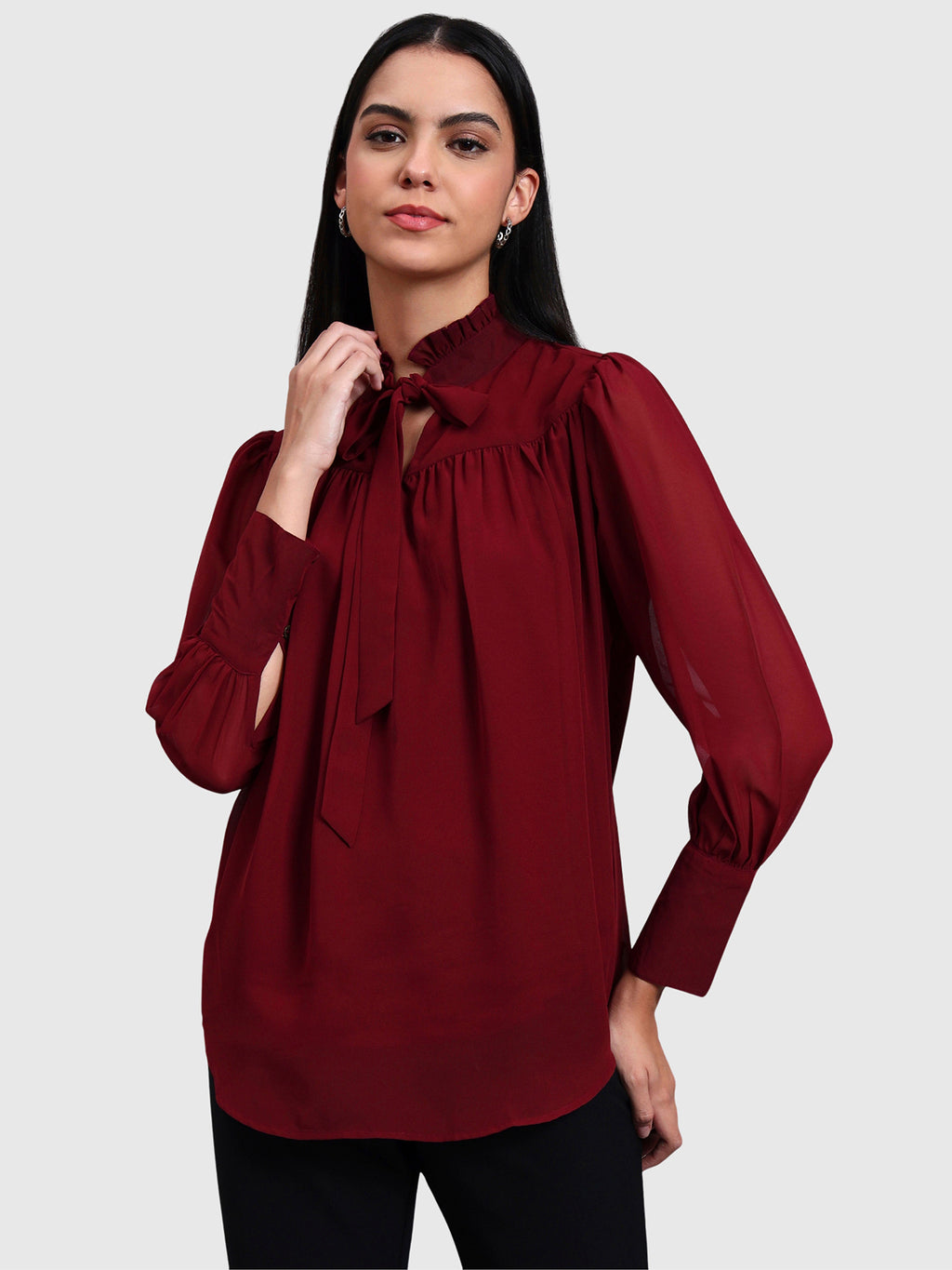 Maroon Tie Up Top