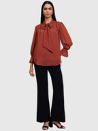 Brown Georgette Tie Up Tops