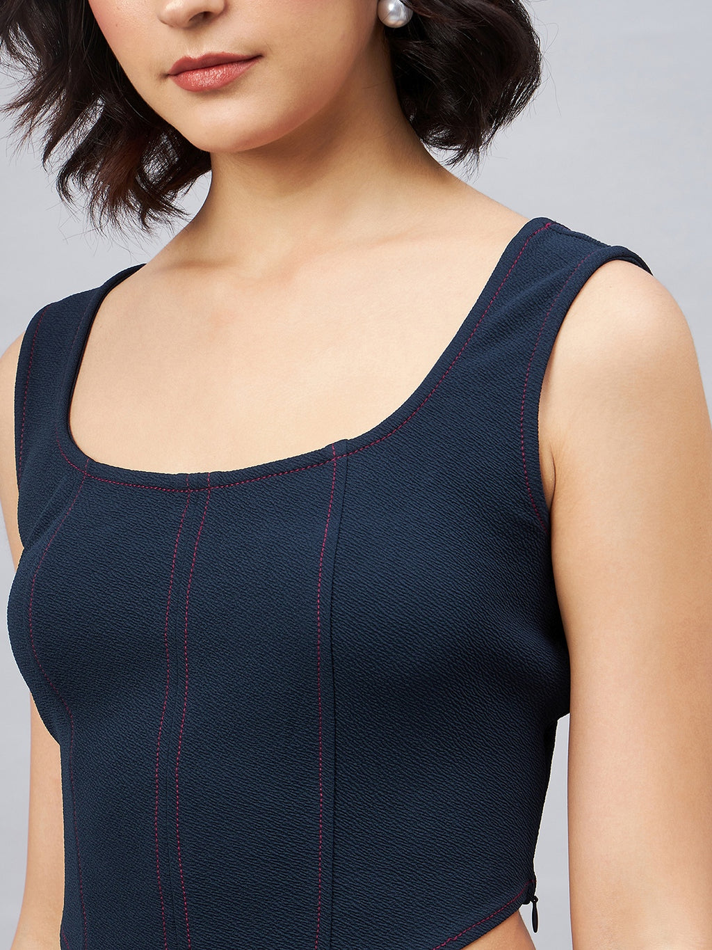 Navy Corset Style Top