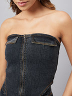 Black Front Zip Tube Top