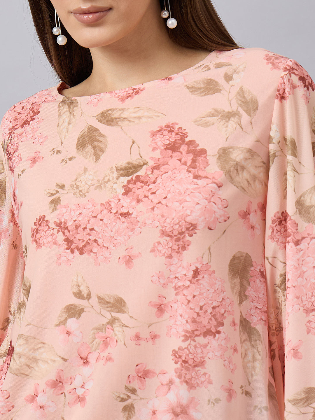 Peach Mesh Floral Top