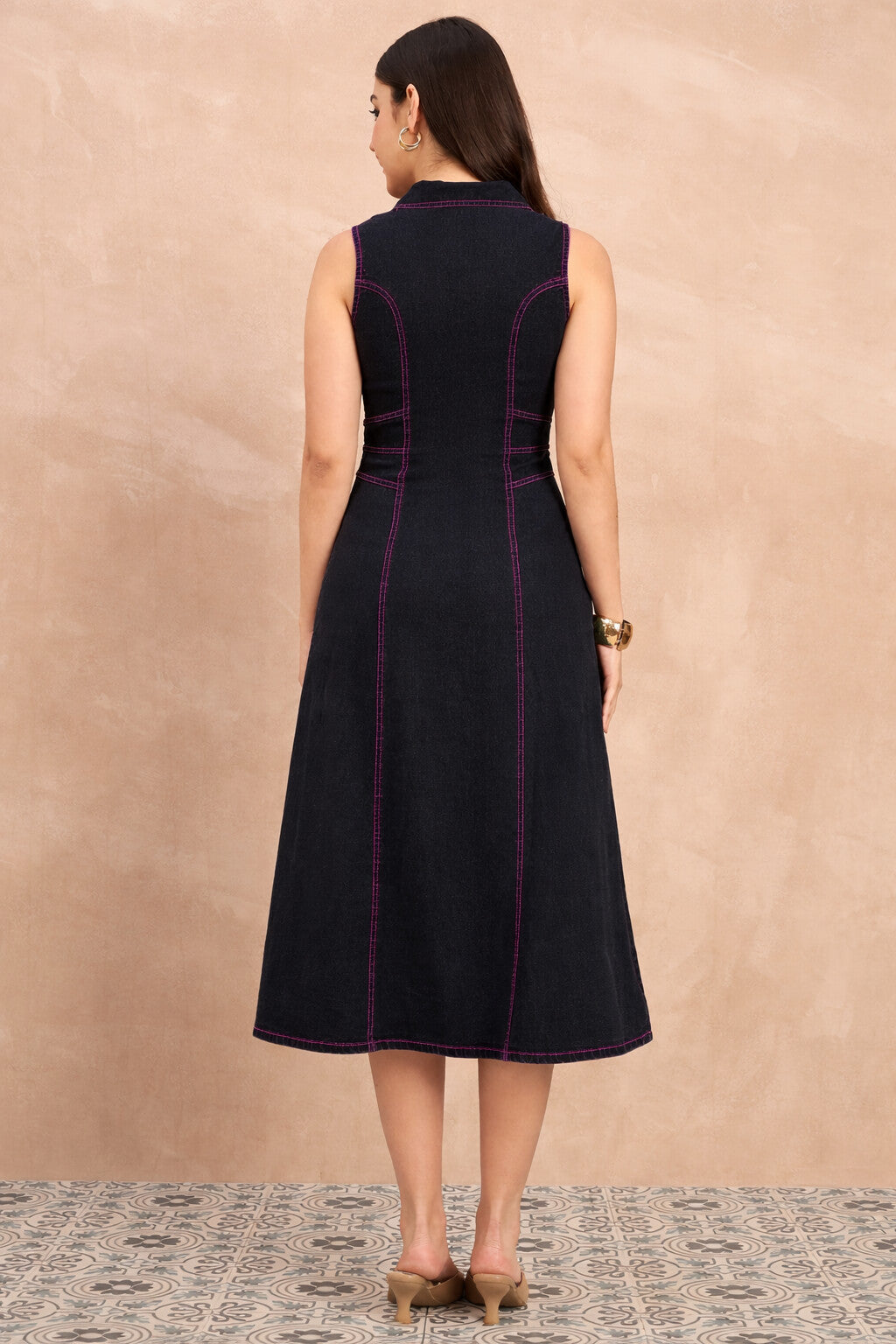 Black Denim Light Wash Maxi Dress