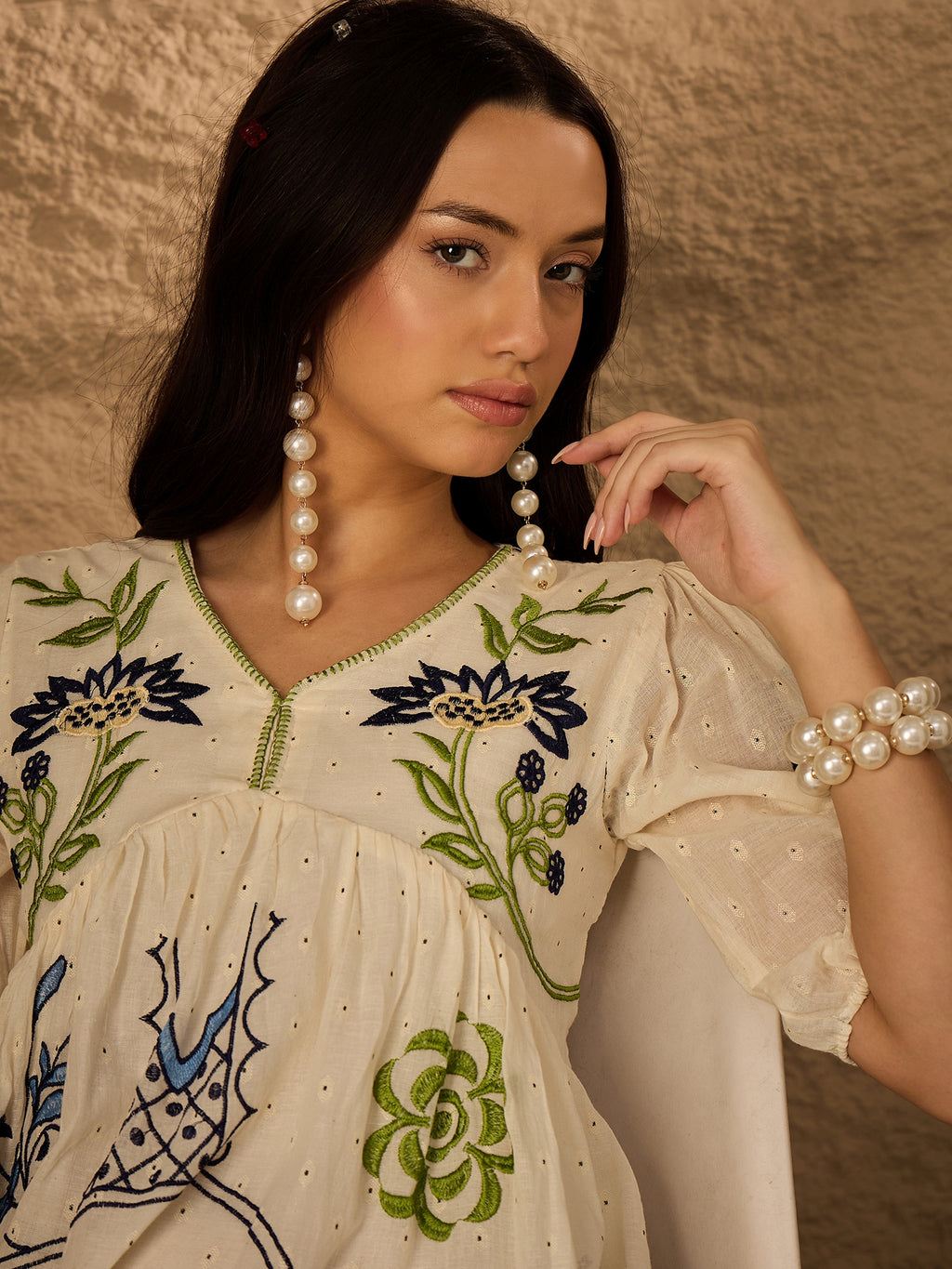 ALL OVER EMB PURE COTTON DRESS