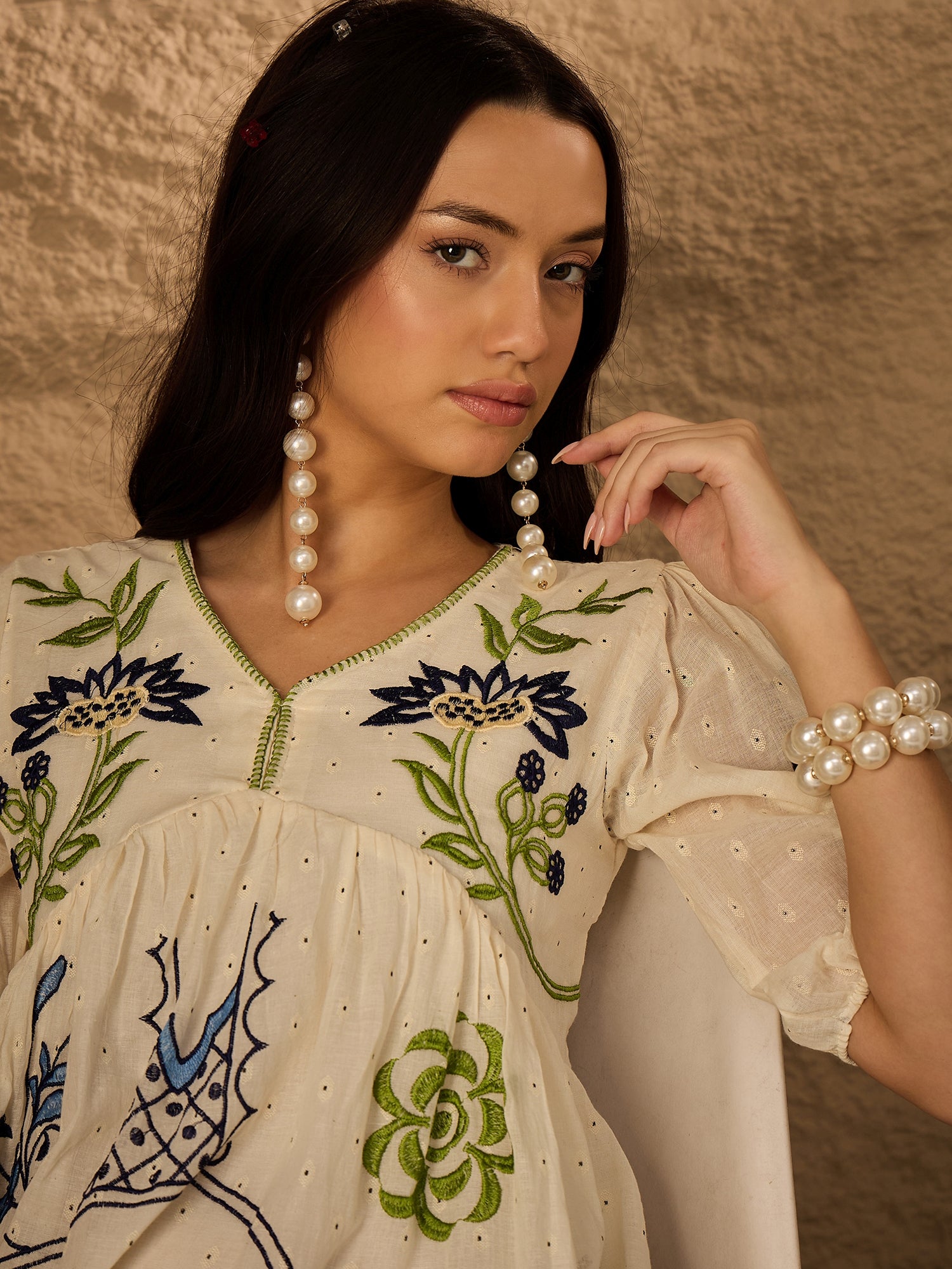 ALL OVER EMB PURE COTTON DRESS
