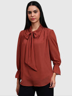 Brown Georgette Tie Up Tops