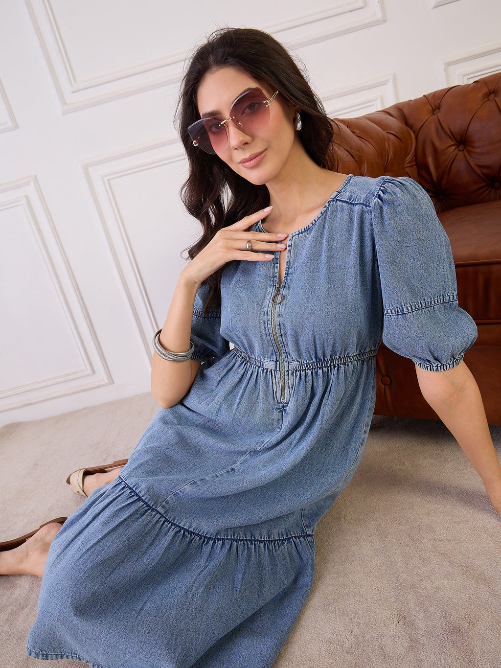 Denim Tiered Dress