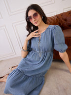 Denim Tiered Dress