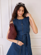 Denim Front Zipper Dress