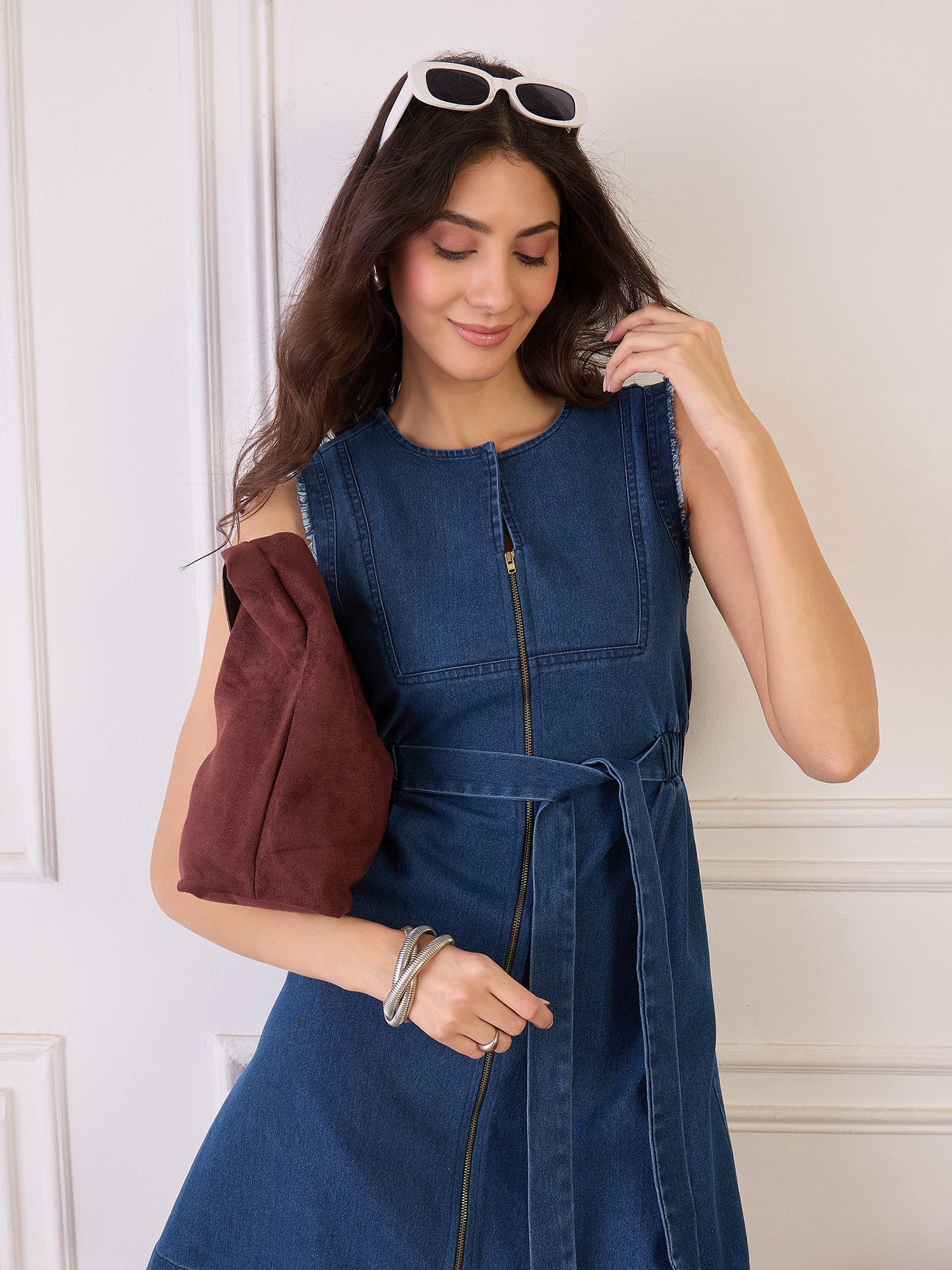 Denim Front Zipper Dress