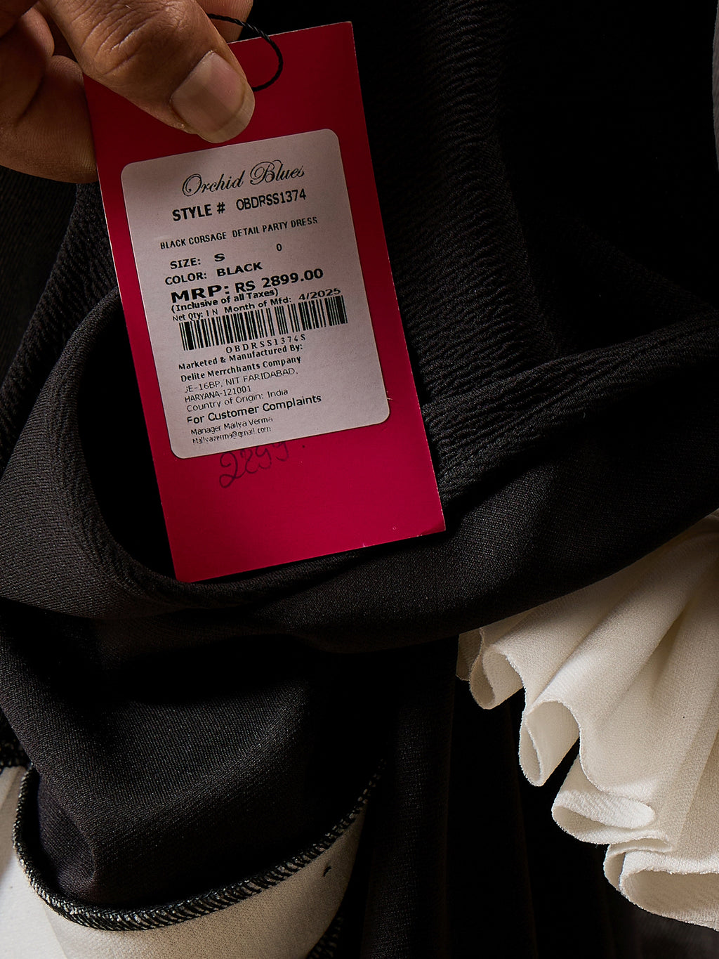 Woman Corsage detail One shoulder dress
