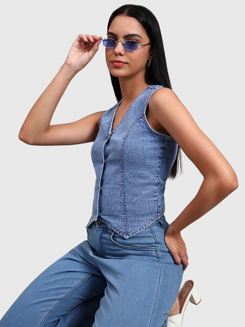 Denim Vest Top
