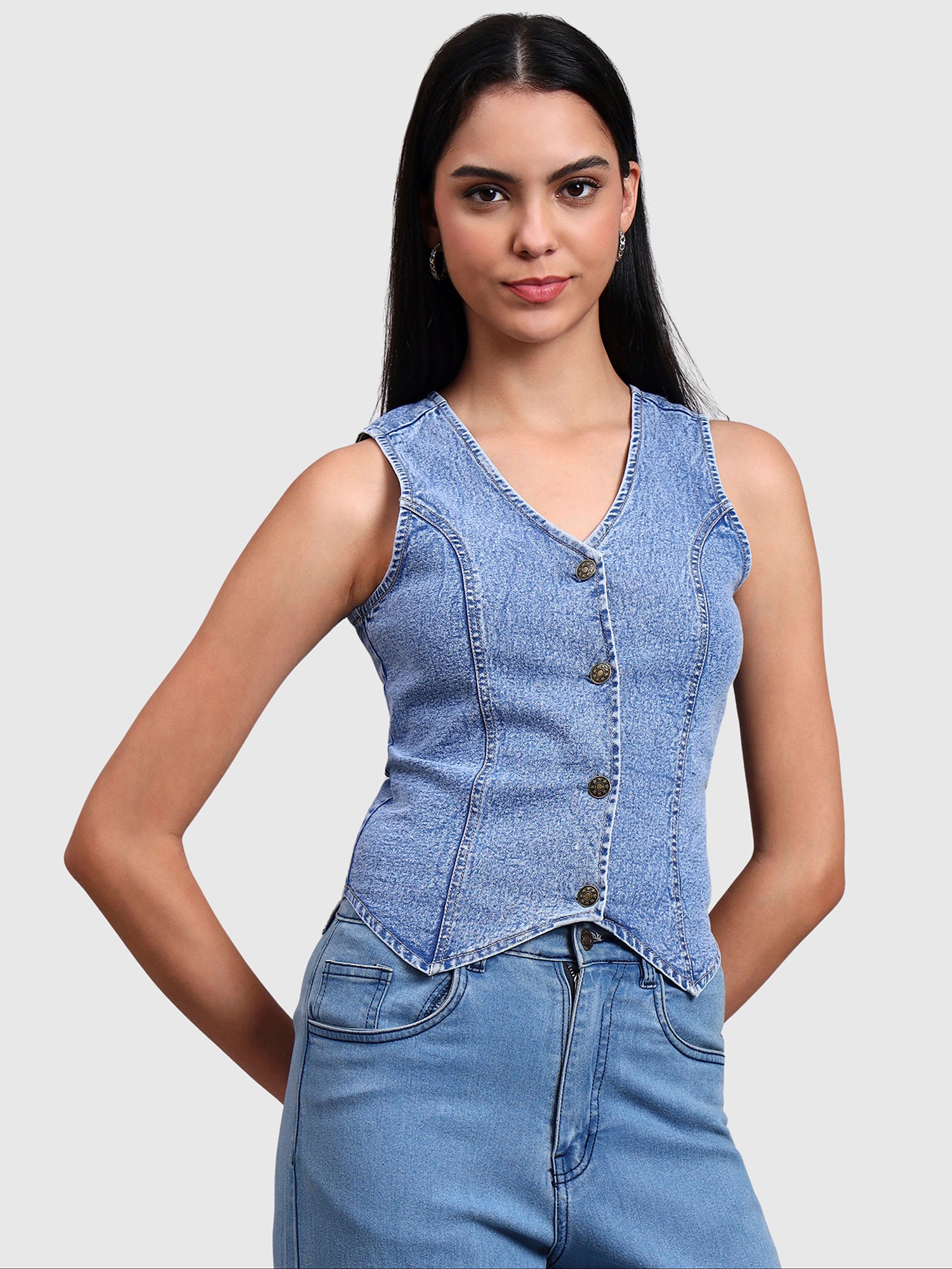 Denim Vest Top