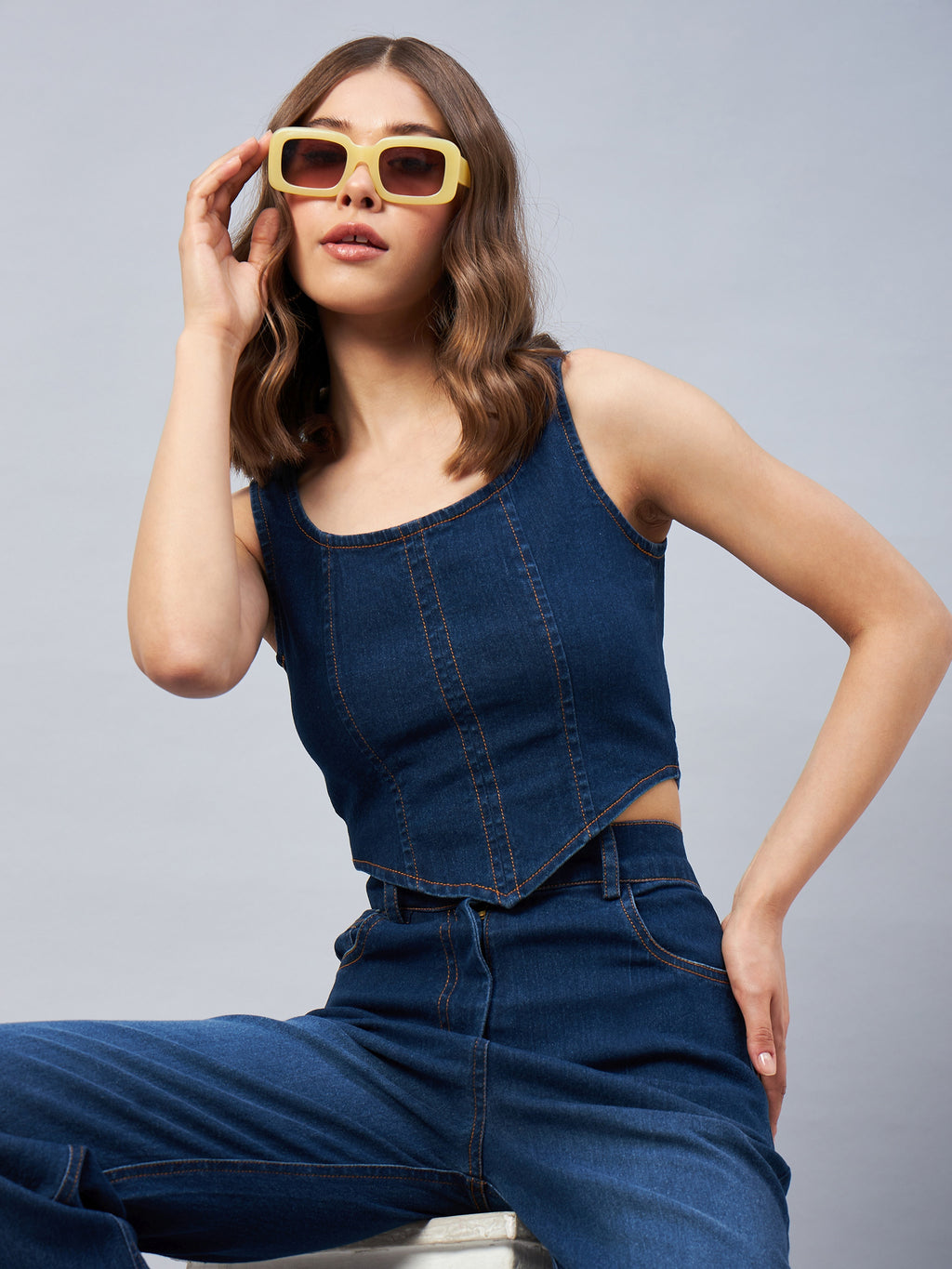 Dark Blue Denim Top