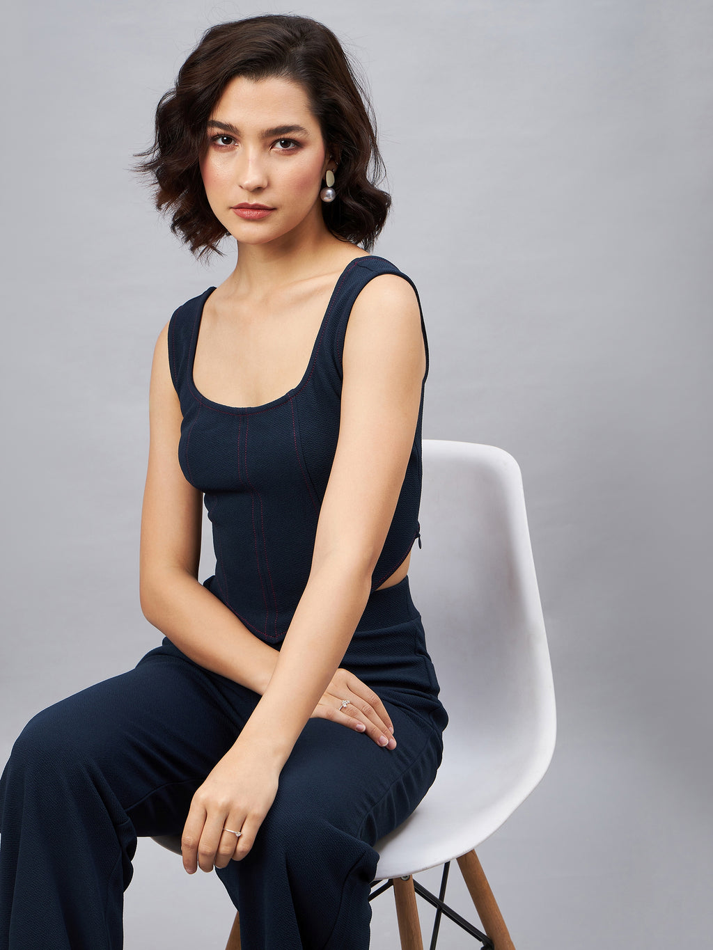 Navy Corset Style Top