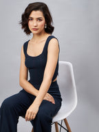 Navy Corset Style Top