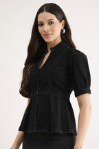Denim Blouson Top
