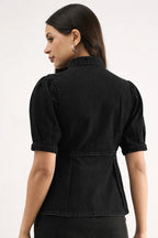 Denim Blouson Top