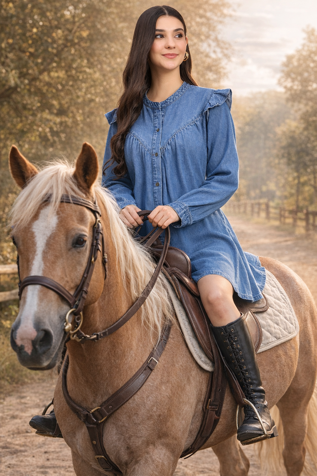Denim light wash short dress
