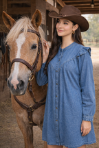 Denim light wash short dress